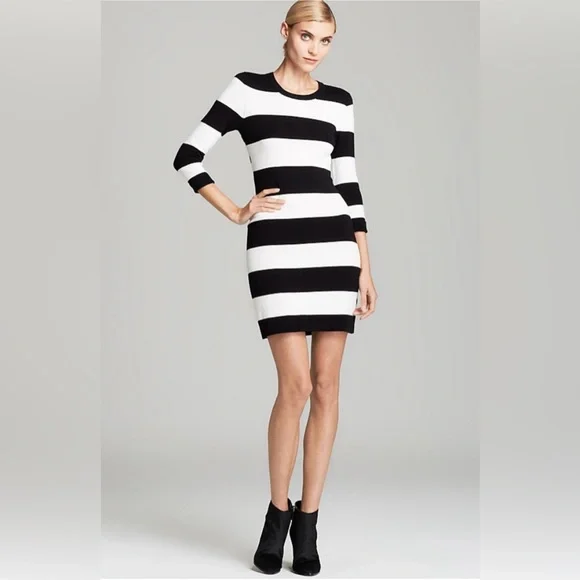French Connection Dresses | French Connection Womens Black/White Striped Bodycon Sweater Dress - Size 4 Nwt | Color: Black/White | Size: 4 | Truwil's French Connection Dresses | French Connection Womens Black/White Striped Bodycon Sweater Dress - Size 4 Nwt | Color: Black/White | Size: 4 | Truwil's